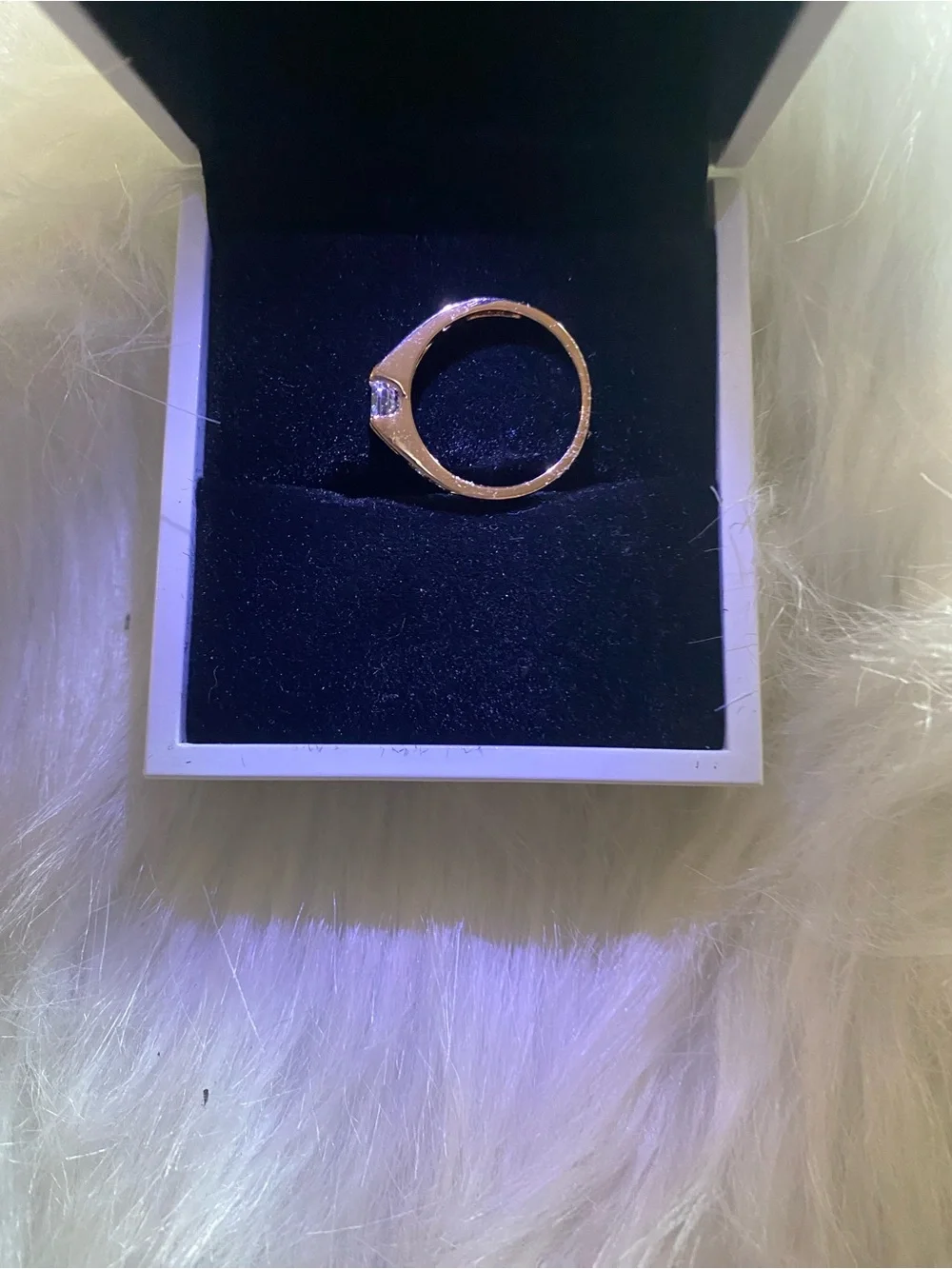 Gold Solitaire Ring with Clear Center Stone - Elegant Women's Ring